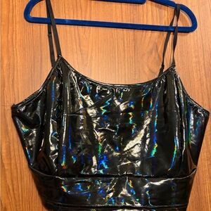 Holographic Black Crop Top